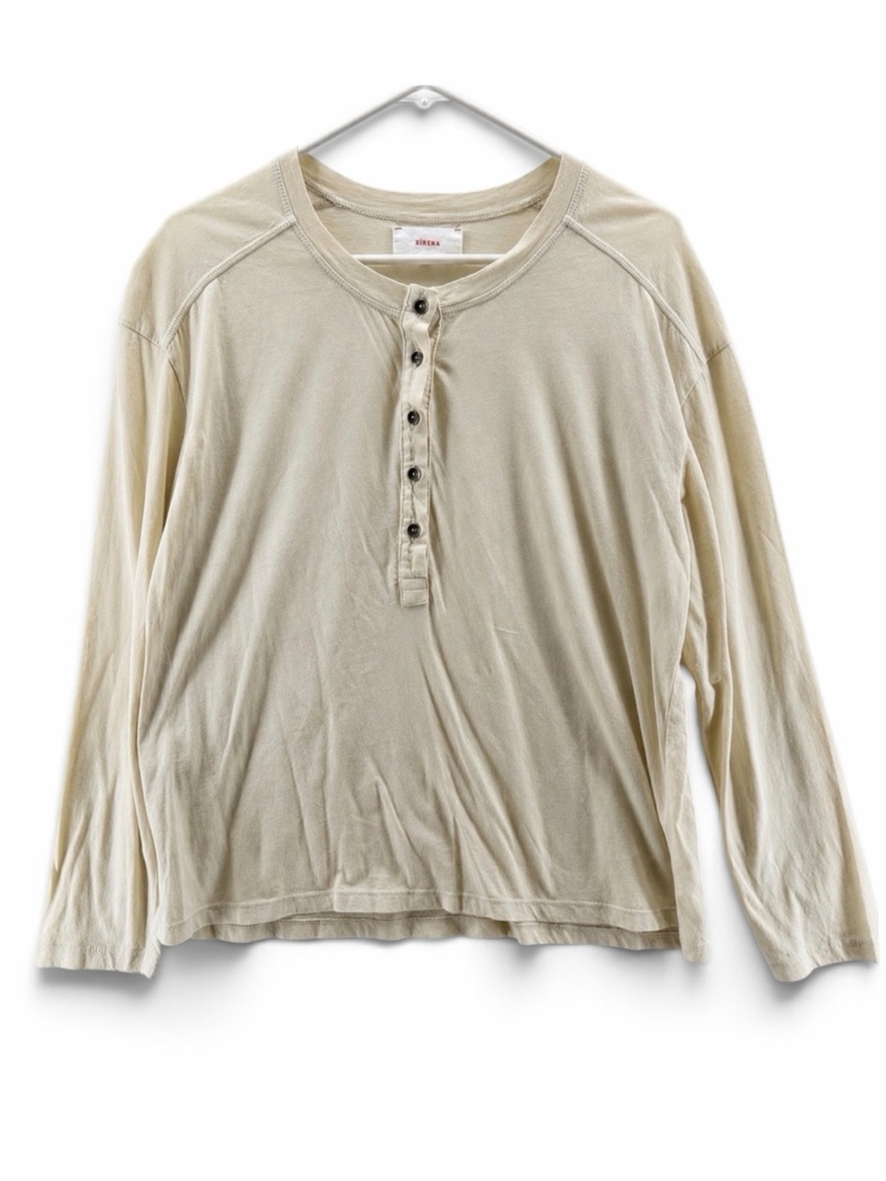 XiRENA Cream Long Sleeve Knit Henley Top Size Small
